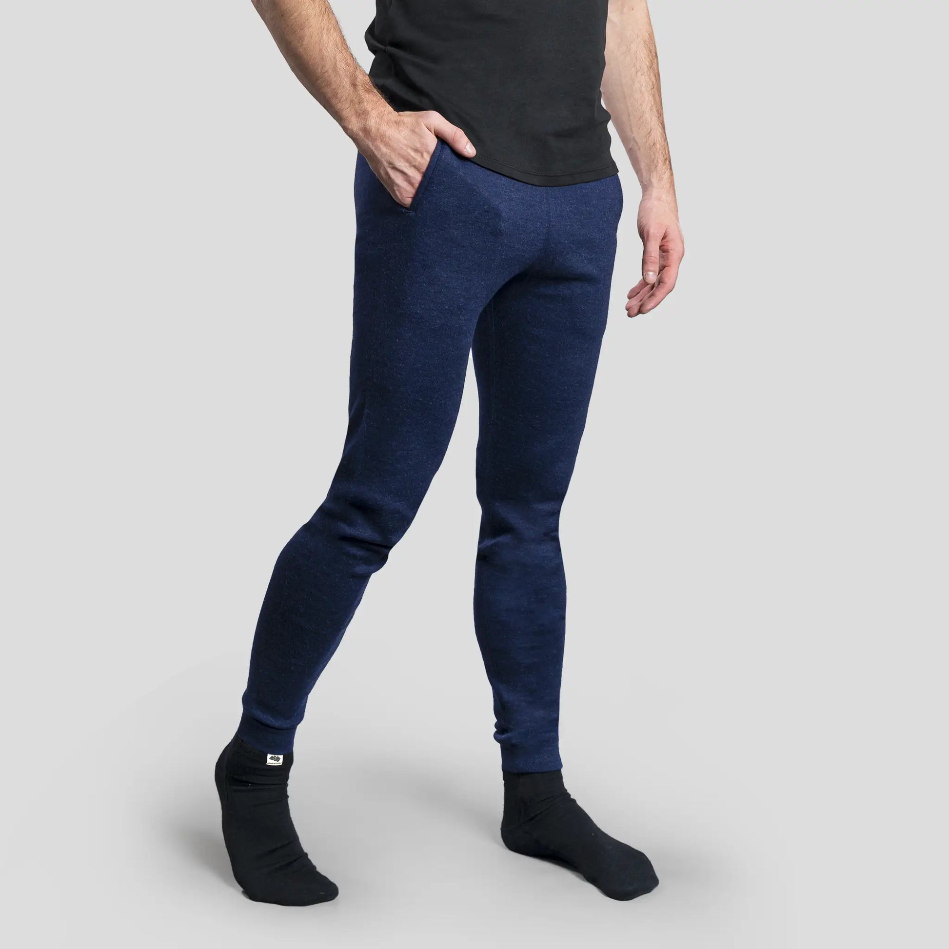 Men's Alpaca Wool Sweatpants 420 Midweight color Navy Blue