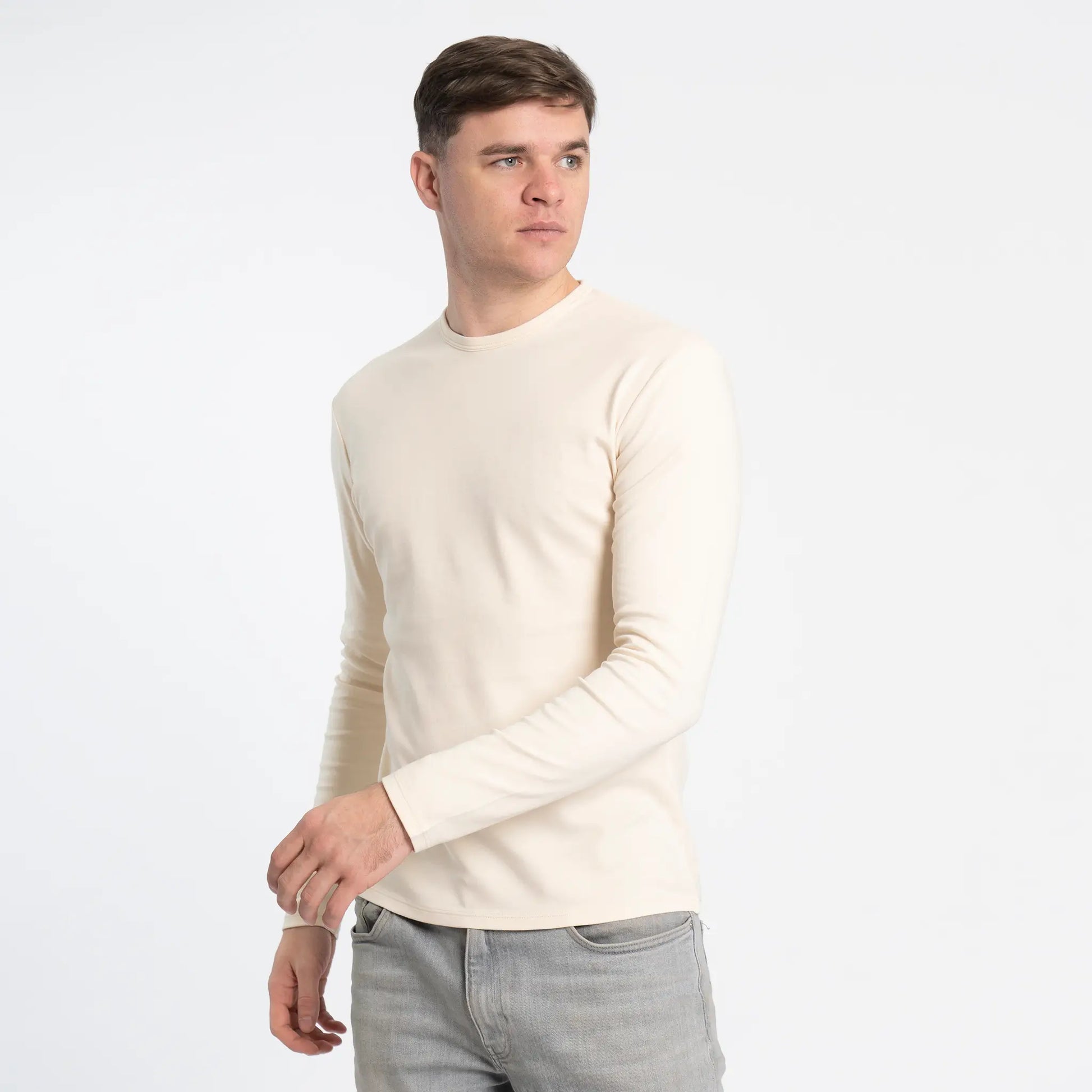 Men's Organic Pima Long Sleeve Cotton T-Shirt color Undyed