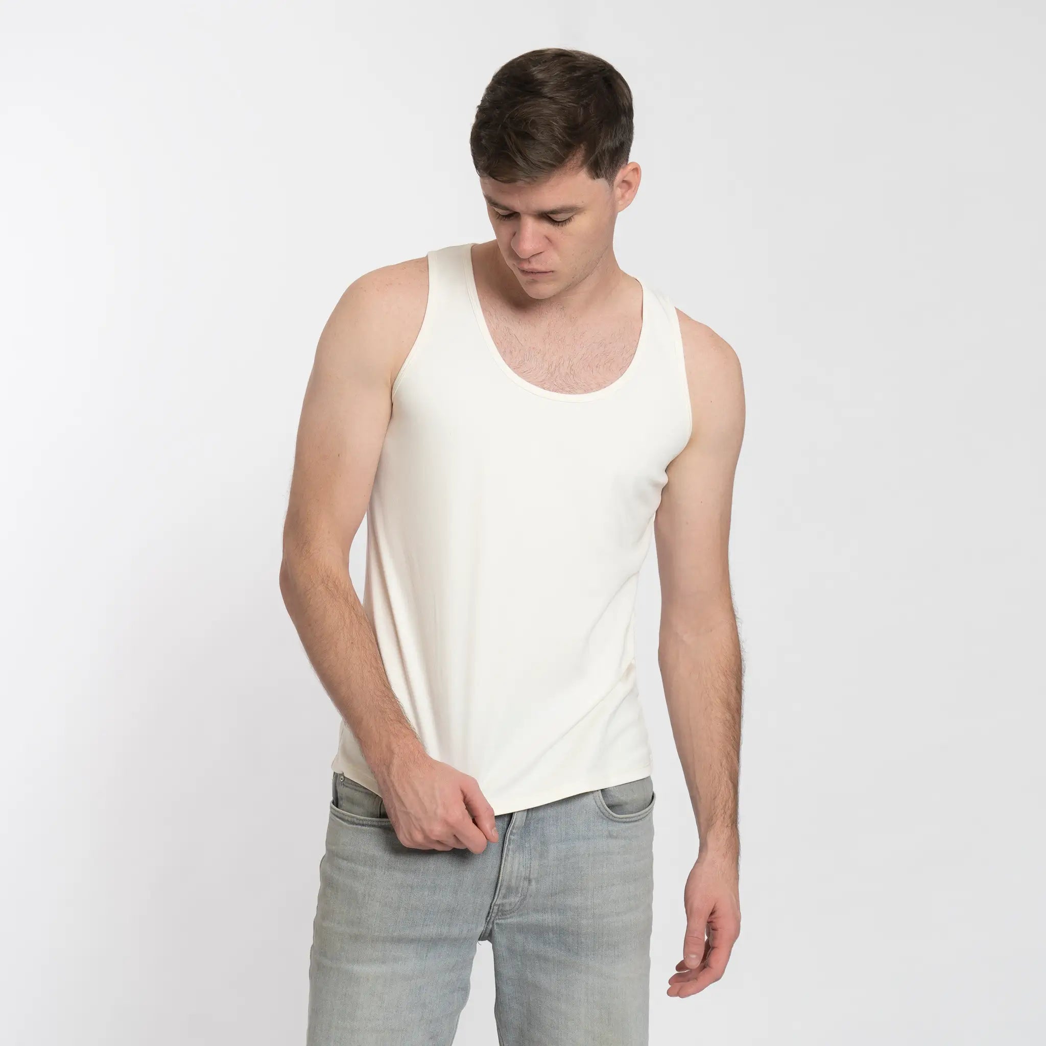 mens natural dye tank top color Undyed