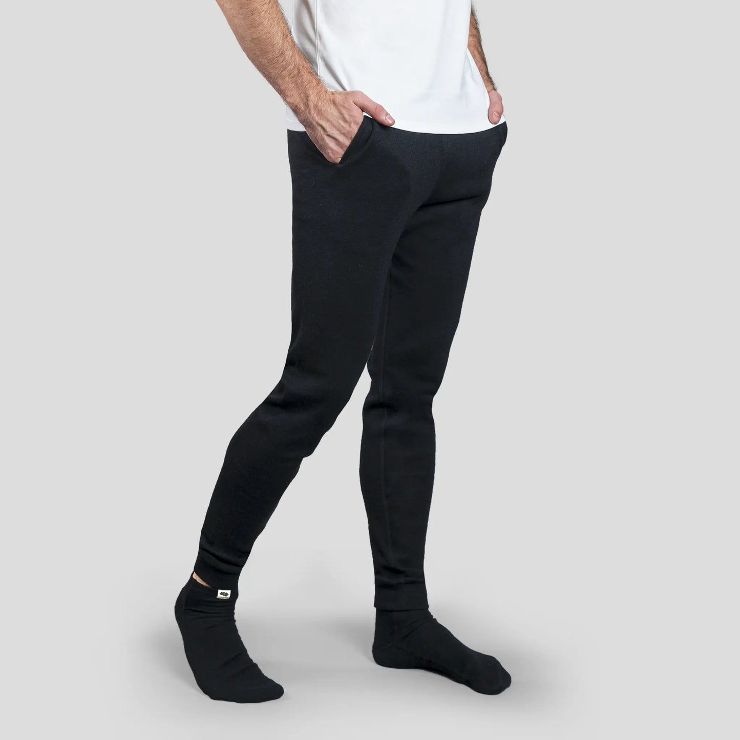 Men's Alpaca Wool Sweatpants 420 Midweight color Black