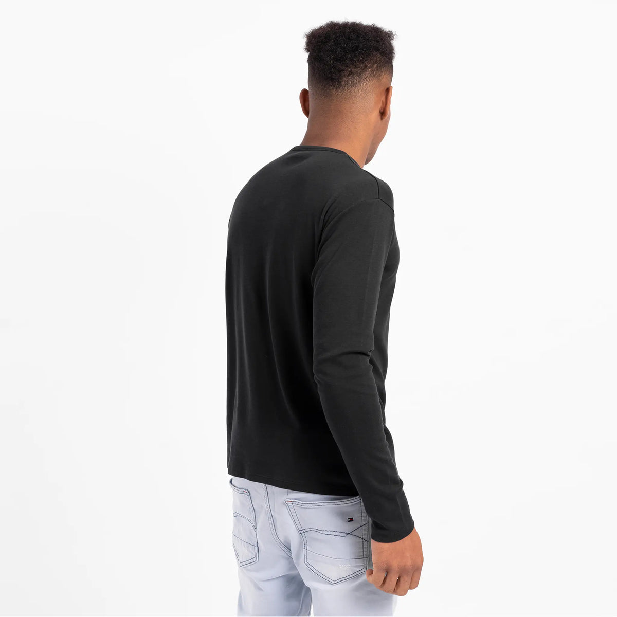 mens plain tshirt long sleeve color black