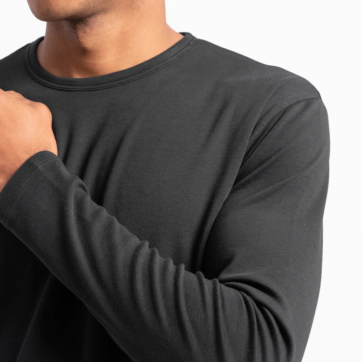 Men's Organic Pima Long Sleeve Cotton T-Shirt color black