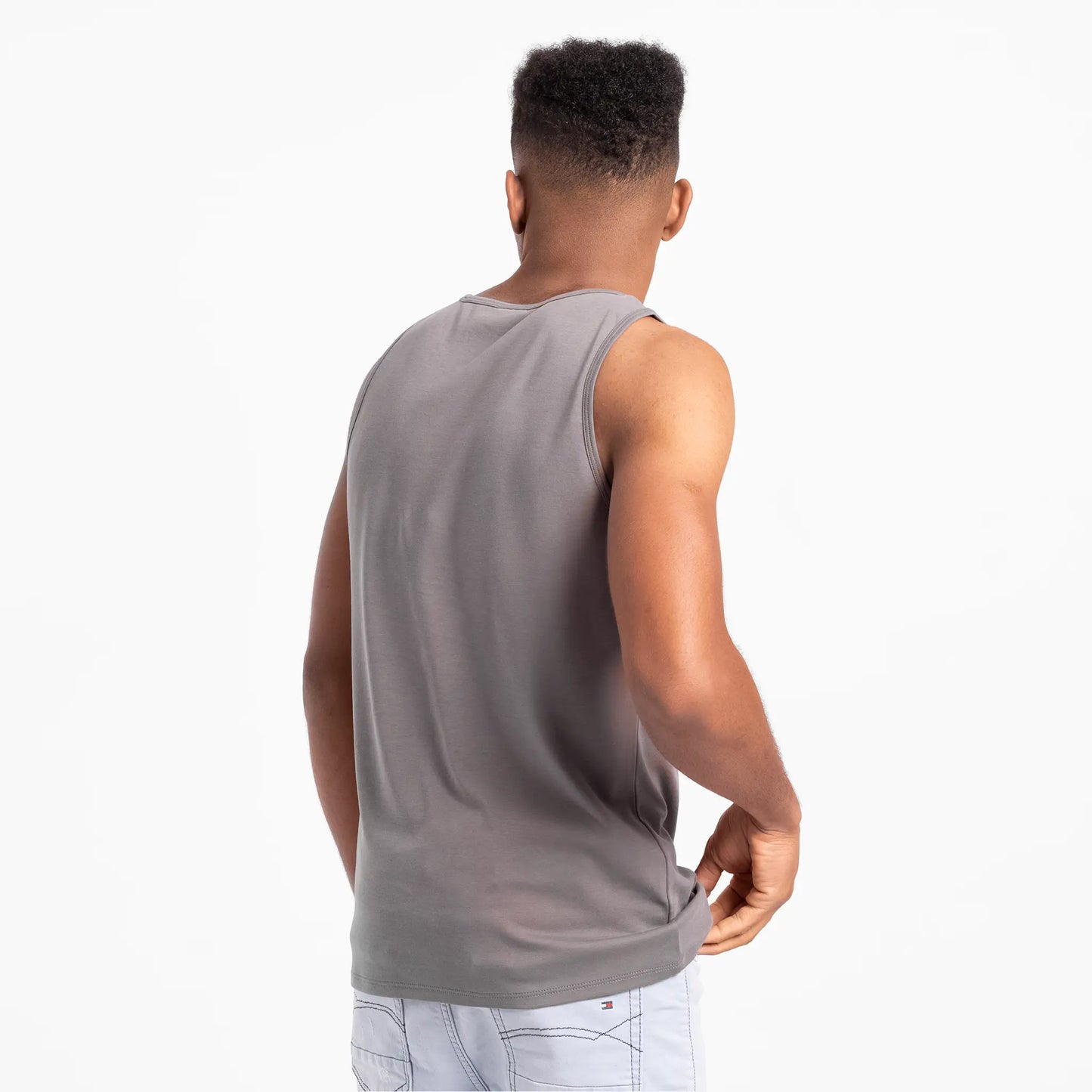 mens sustainable tee tank top color natural gray