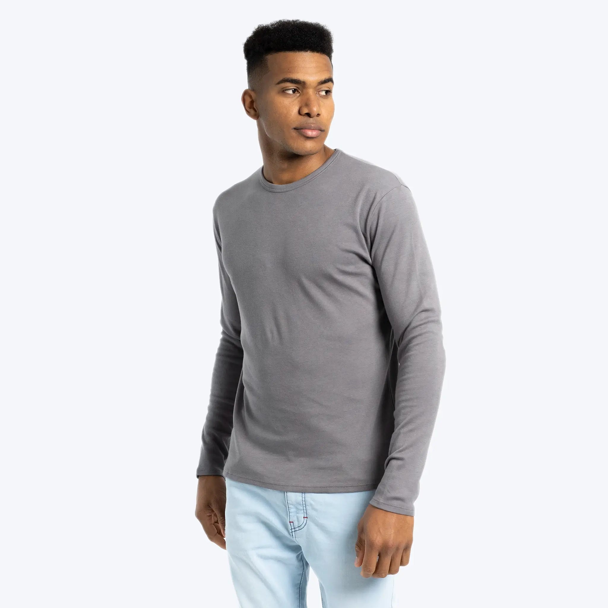 mens ultra soft tshirt long sleeve color natural gray