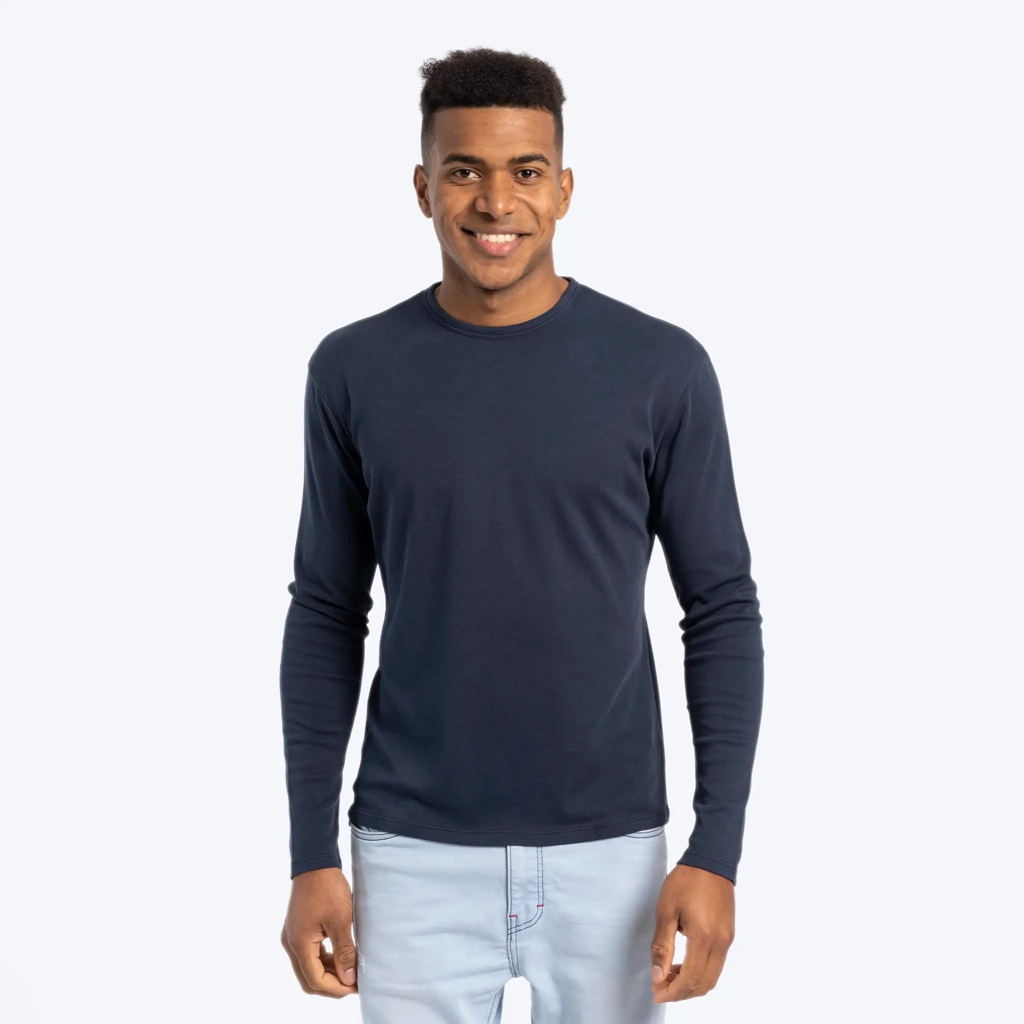 mens ultra soft tshirt long sleeve color navy blue