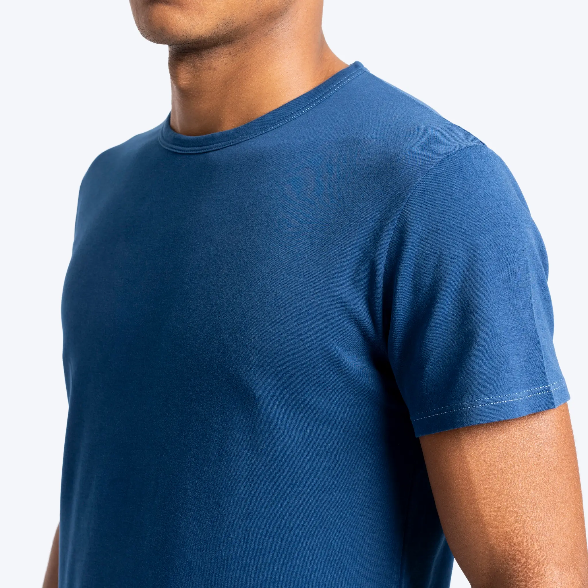 mens versatile design tshirt crew neck color natural blue