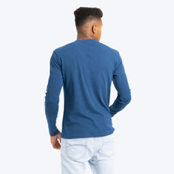 mens versatile design tshirt long sleeve color natural blue