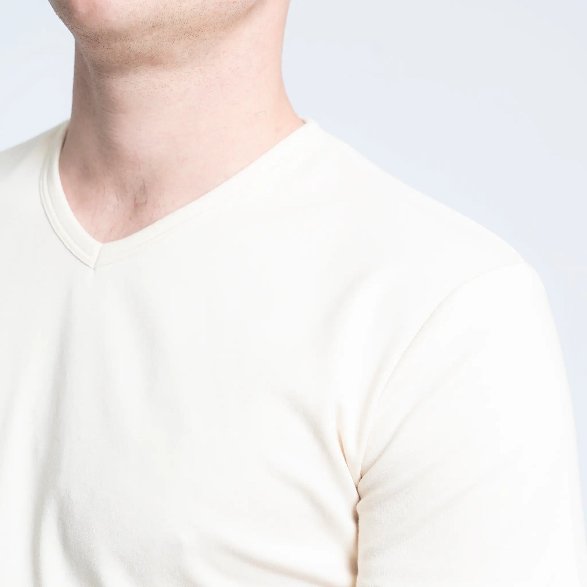 Men's Organic Pima Cotton V-Neck T-Shirt color Undyed