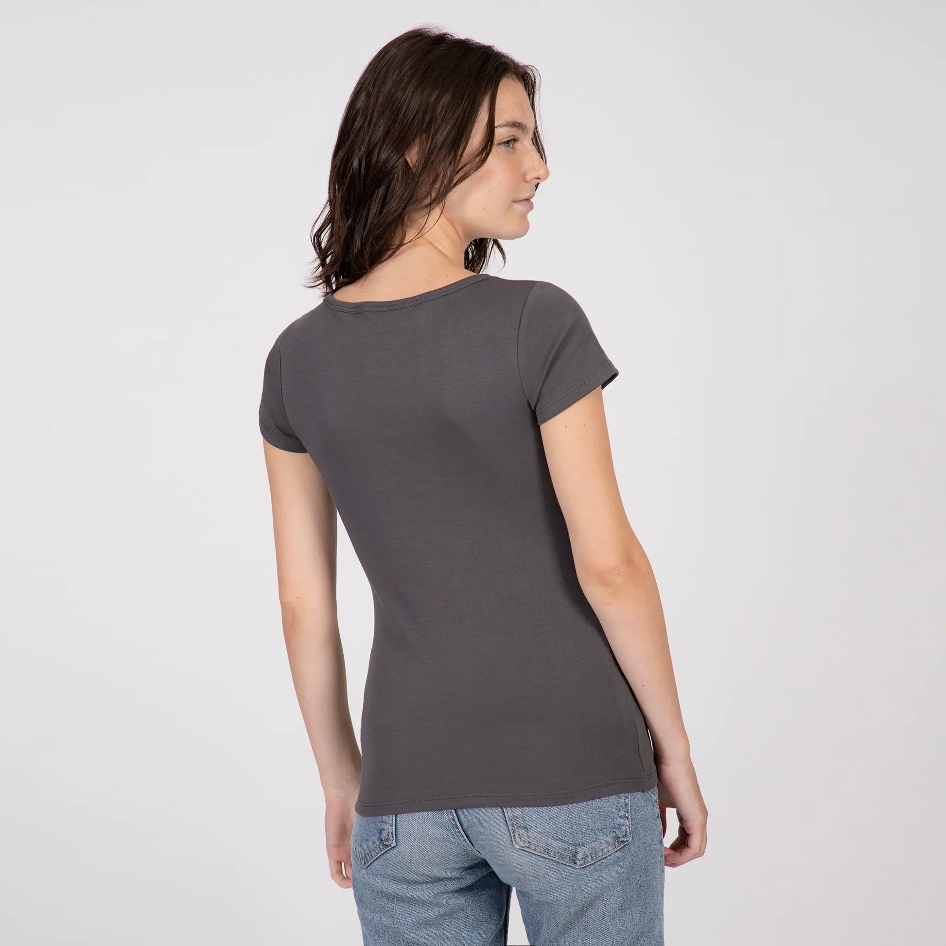 womens 100 cotton tshirt crew neck color gray