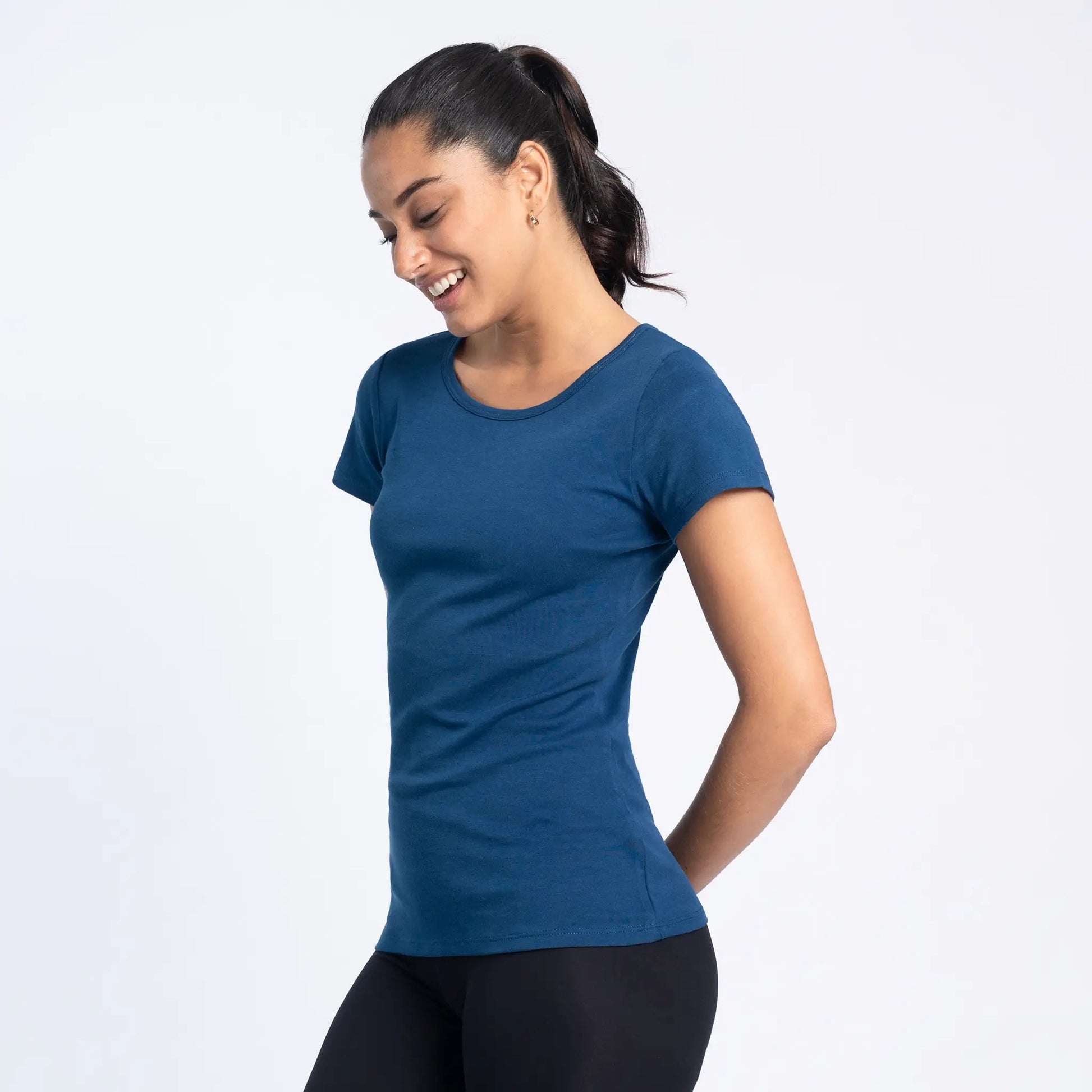 Women's Organic Pima Cotton T-Shirt color Natural Blue