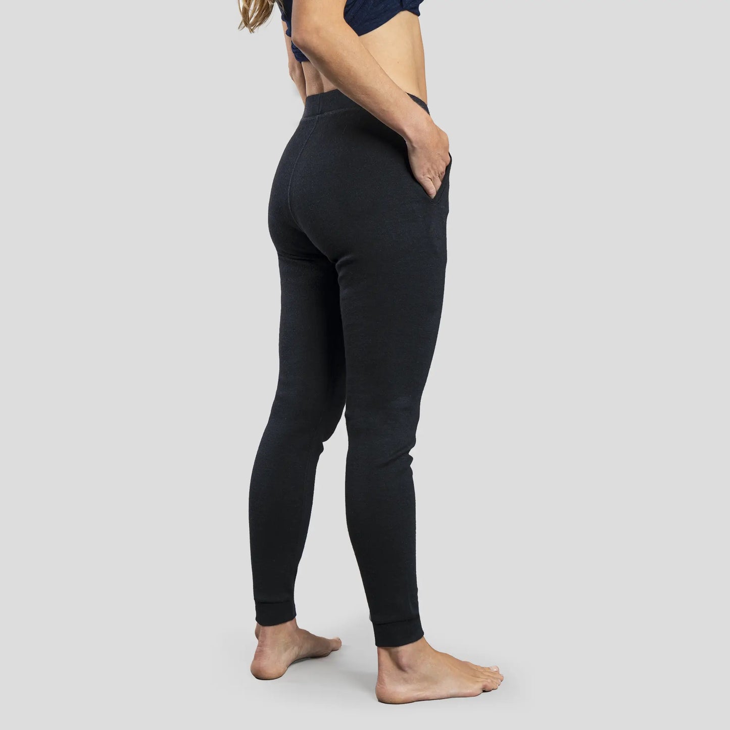 Women's Alpaca Wool Sweatpants 420 Midweight color black