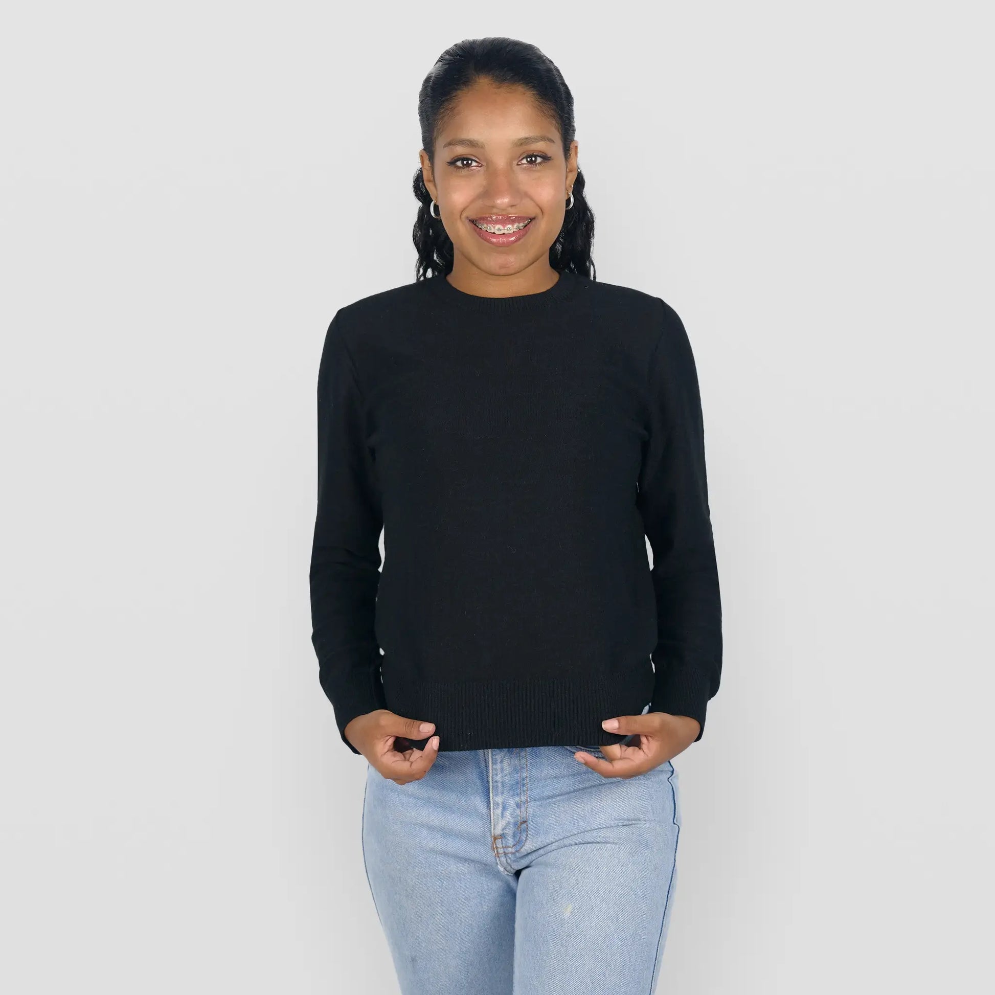 womens biodegradable alpaca sweater color black