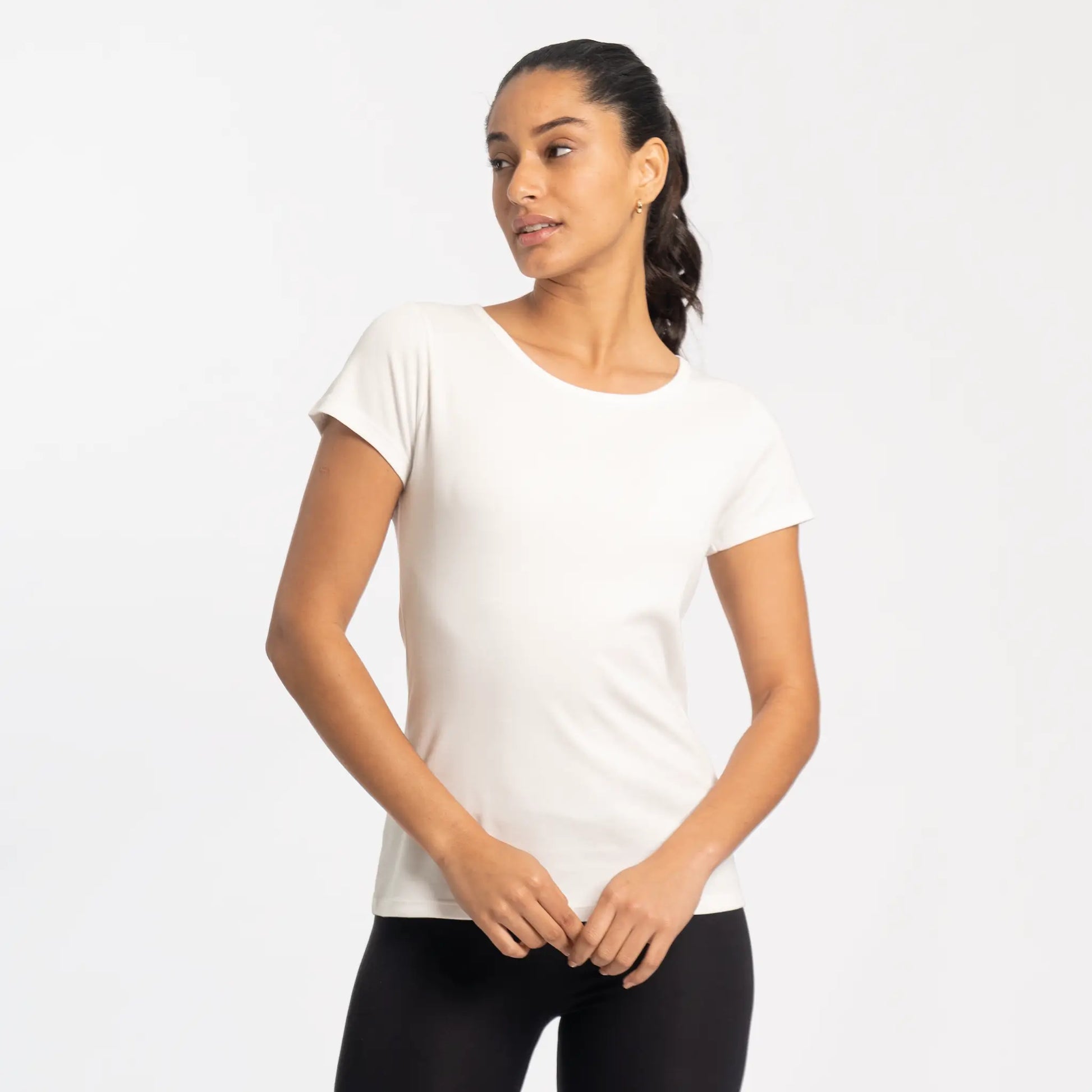 womens biodegradable tshirt crew neck color white