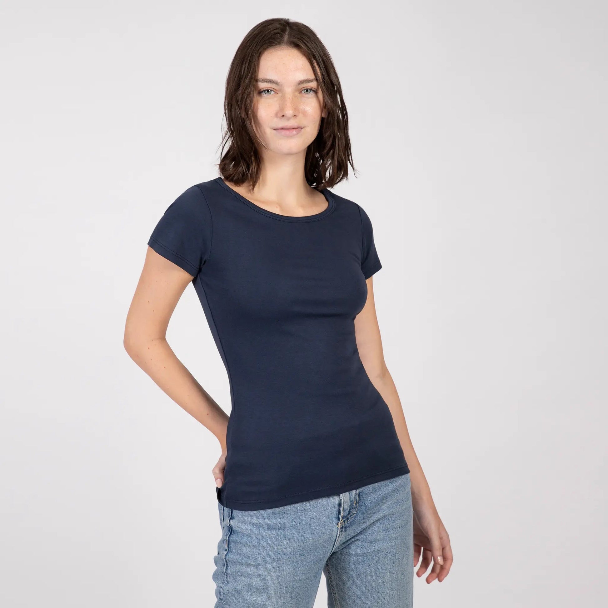 Women's Organic Pima Cotton T-Shirt color Navy Blue