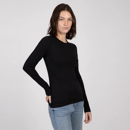 Women's Organic Pima Cotton Long Sleeve T-Shirt color Black