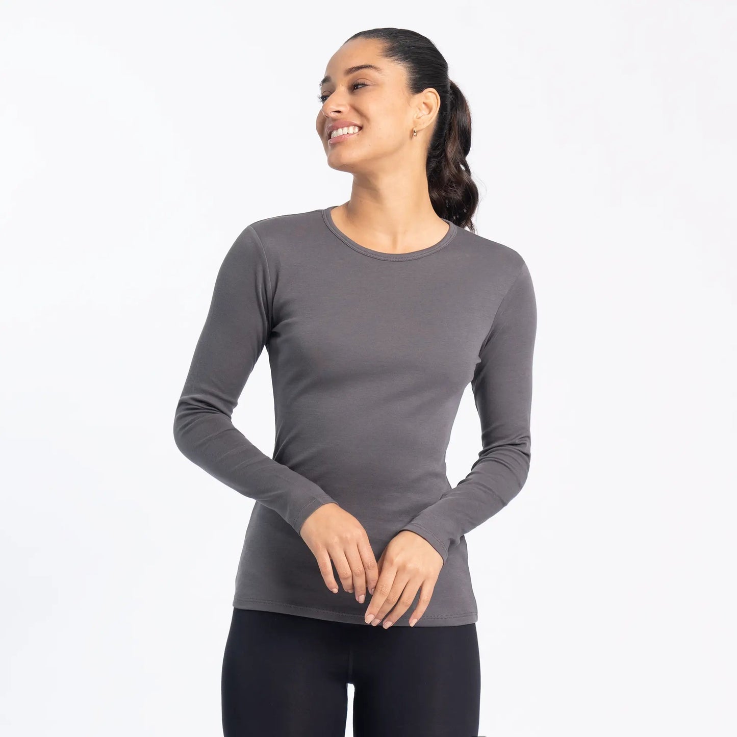Women's Organic Pima Cotton Long Sleeve T-Shirt color Gray
