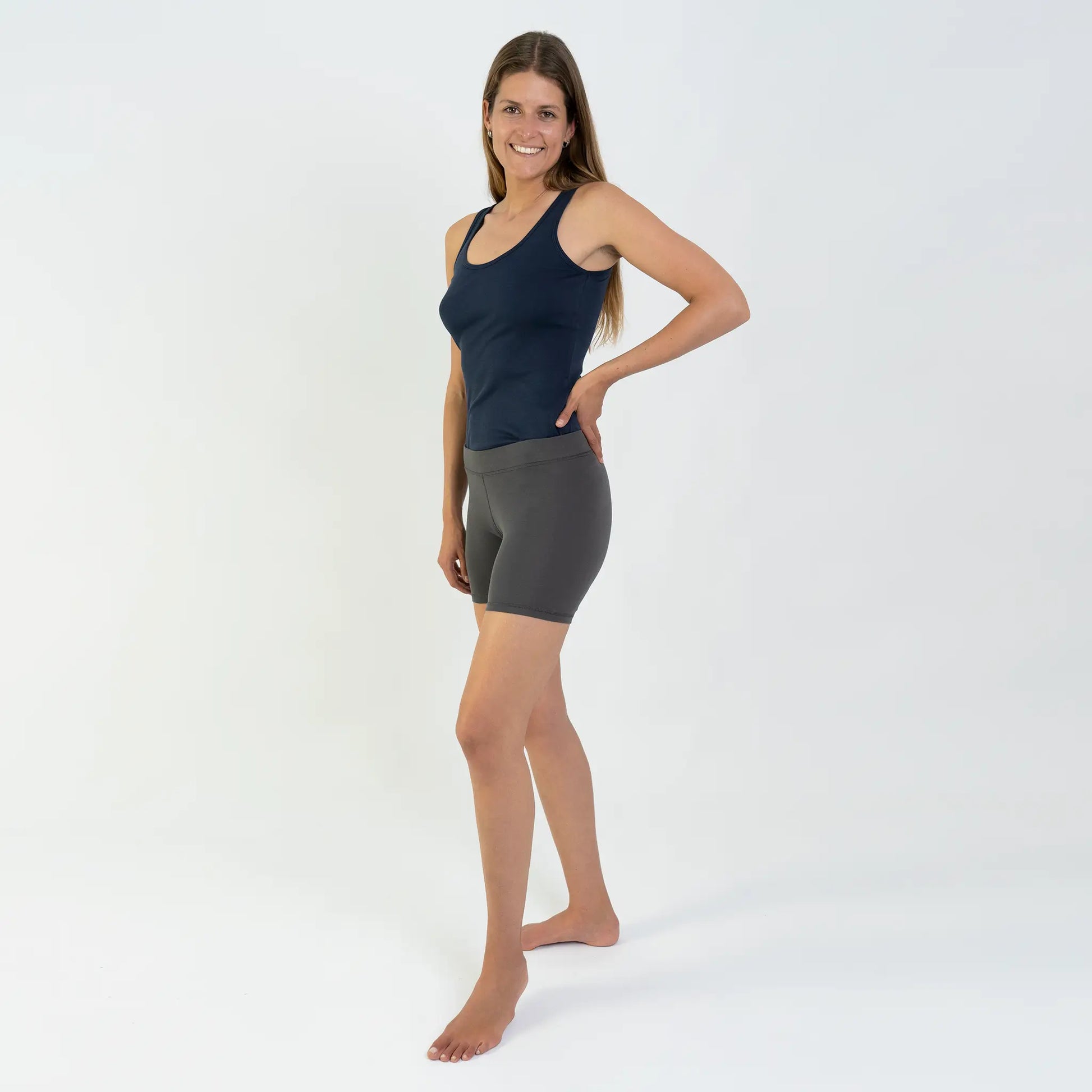 Women's Organic Pima Cotton Biker Shorts color Gray