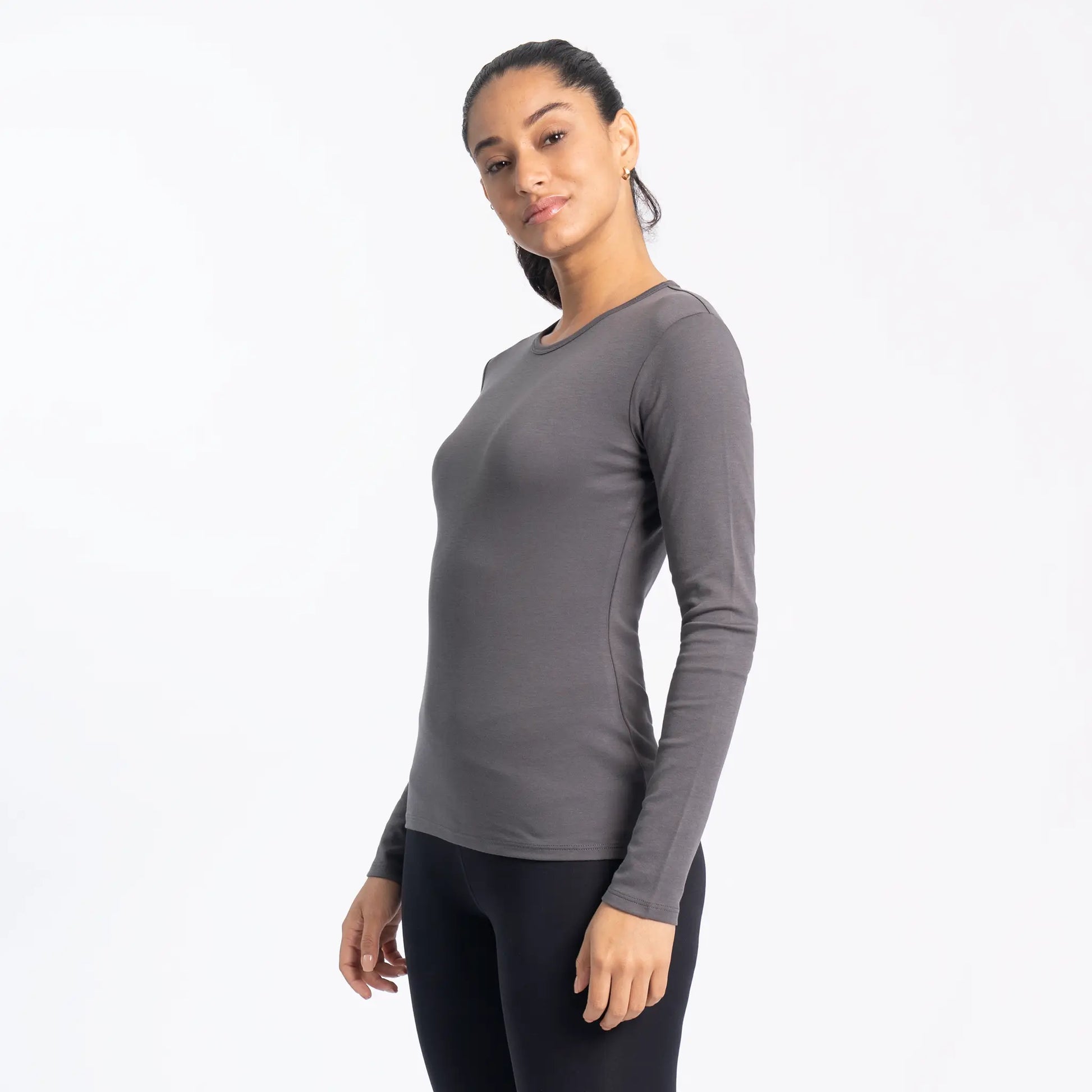 womens eco friendly tshirt long sleeve color gray