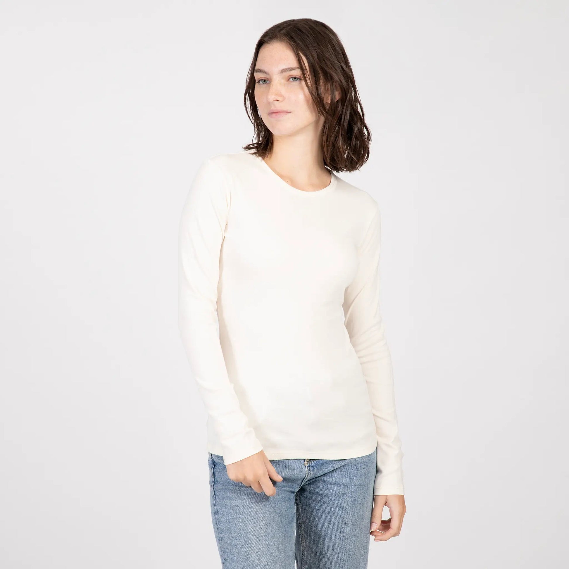 Women's Organic Pima Cotton Long Sleeve T-Shirt color Undyed