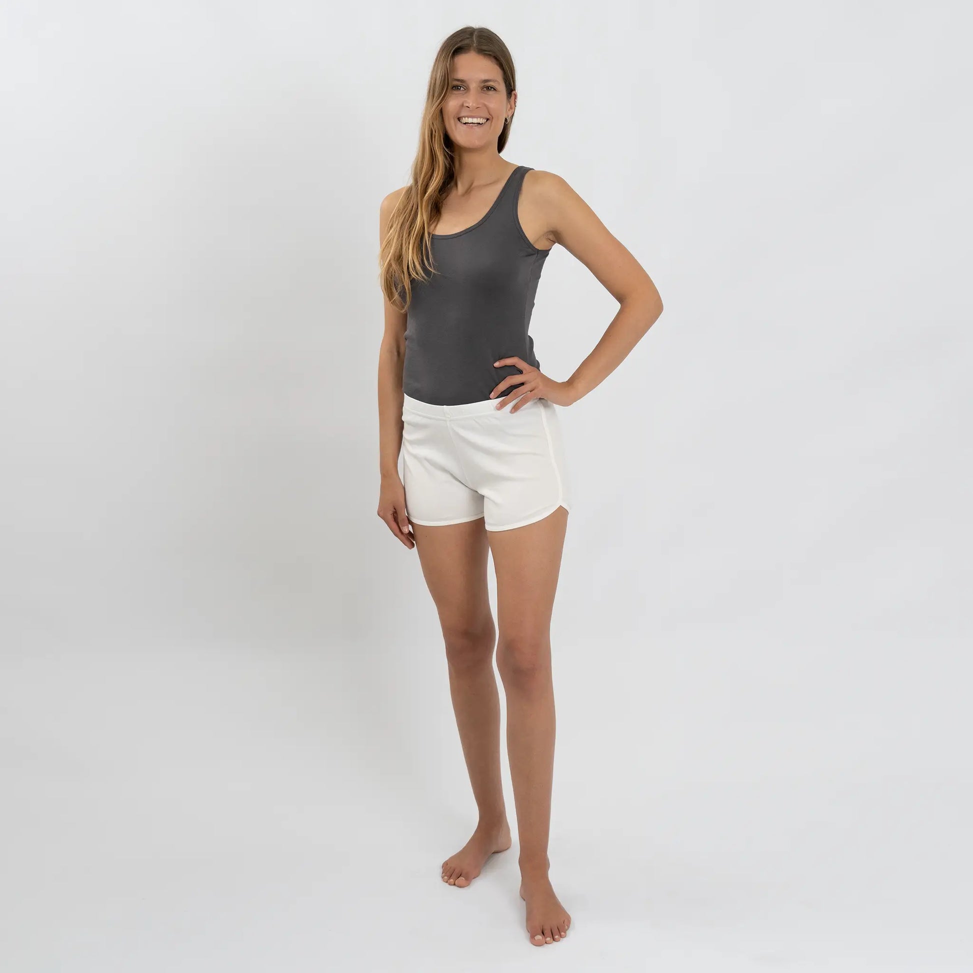 Women's Organic Pima Cotton Shorts color White