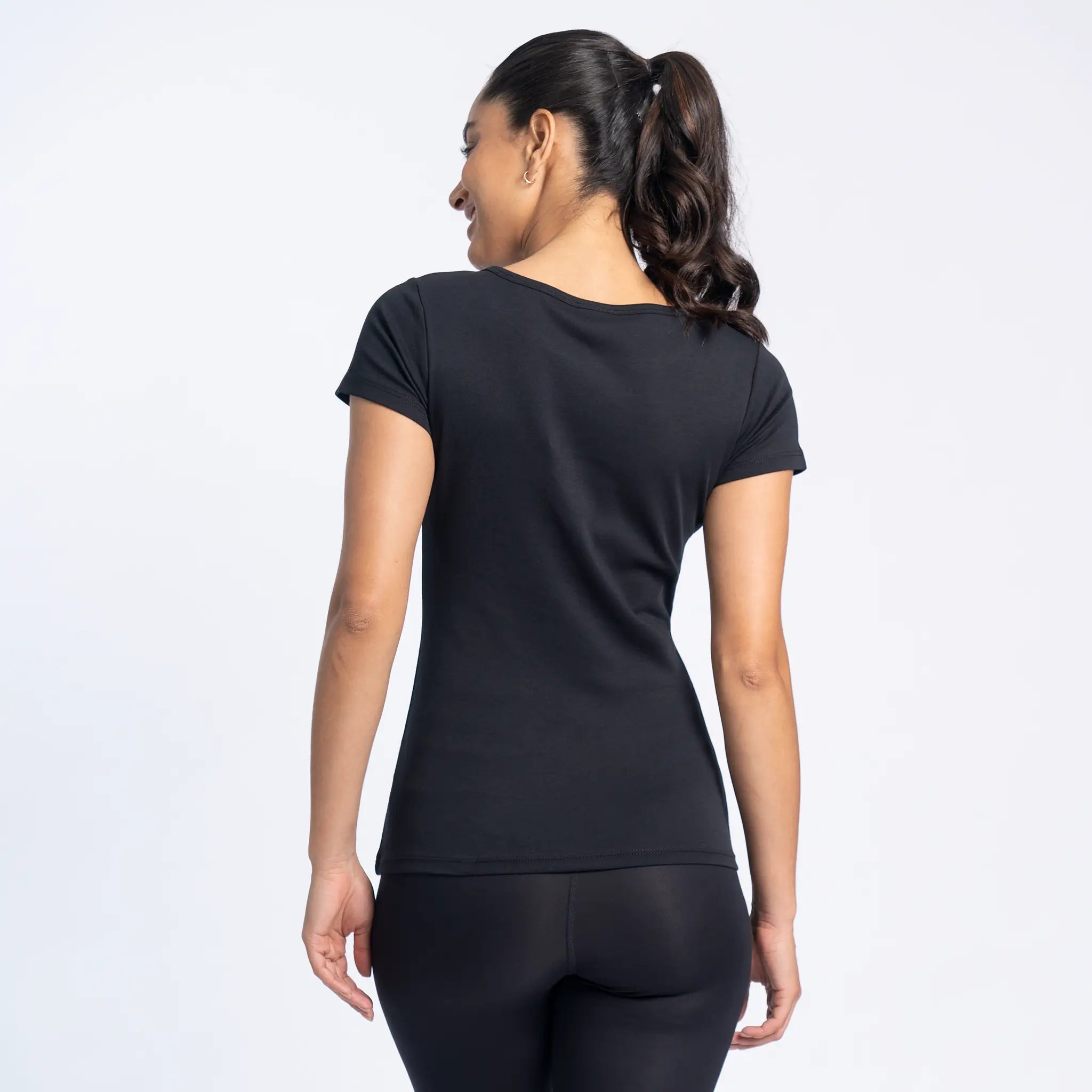 womens ecological tshirt crew neck color black