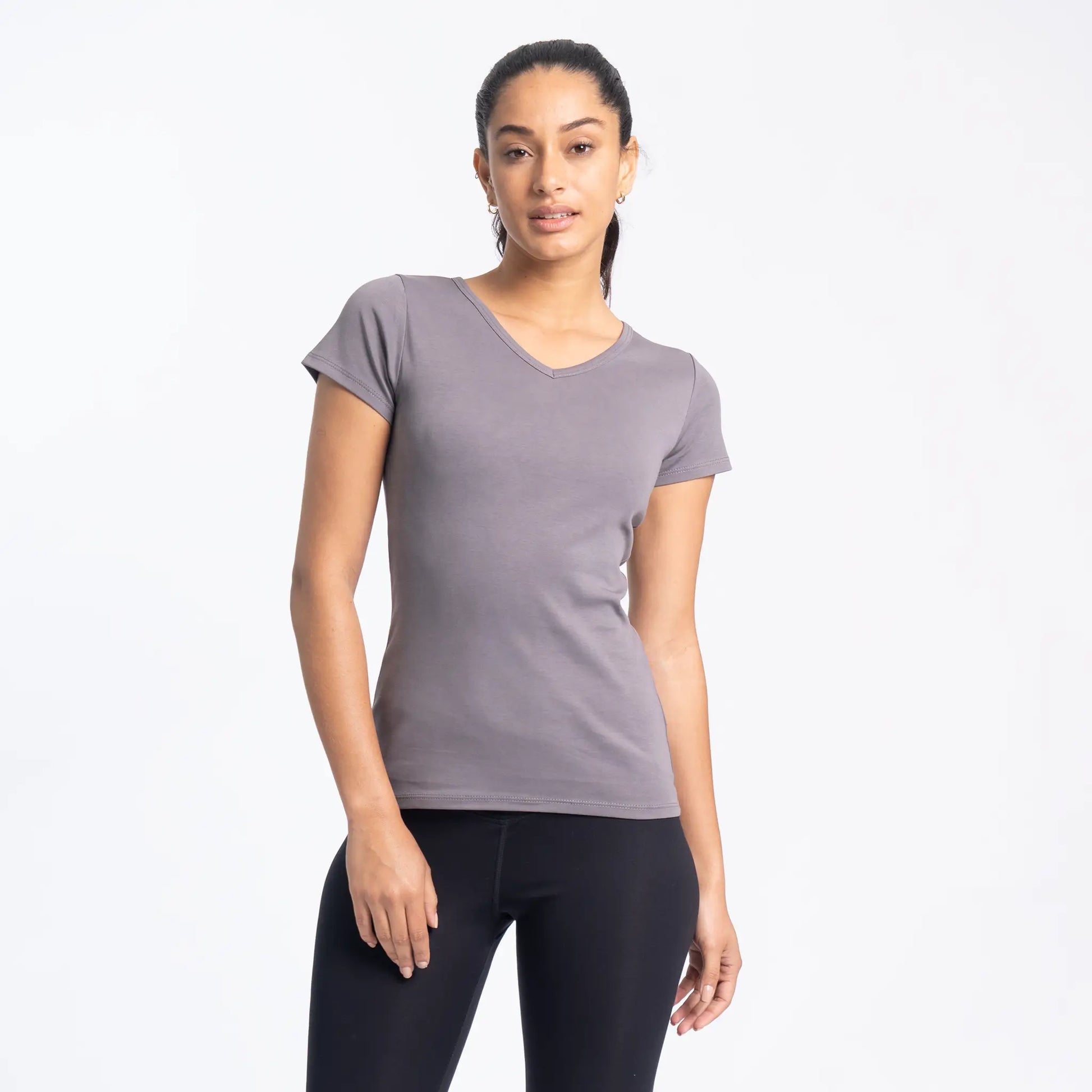 womens indoor tshirt vneck color natural gray