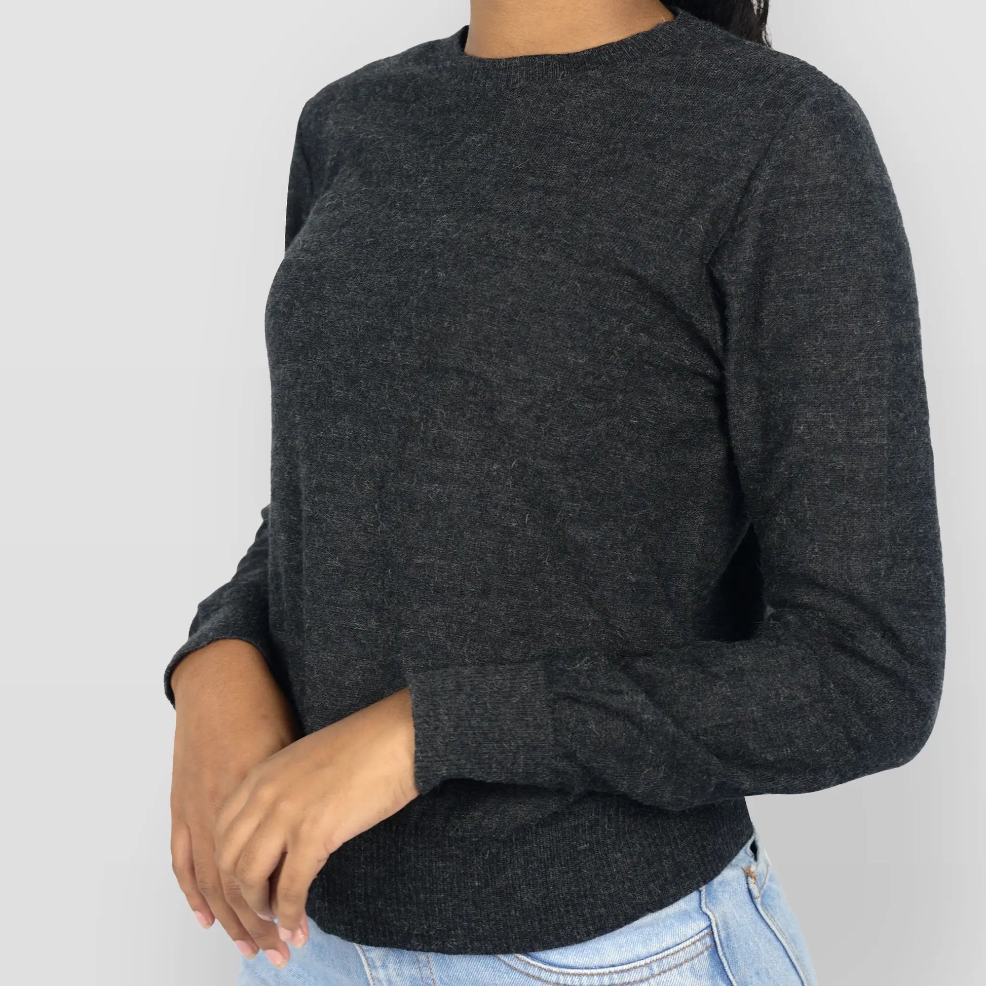 womens low impact dye alpaca sweater color dark gray