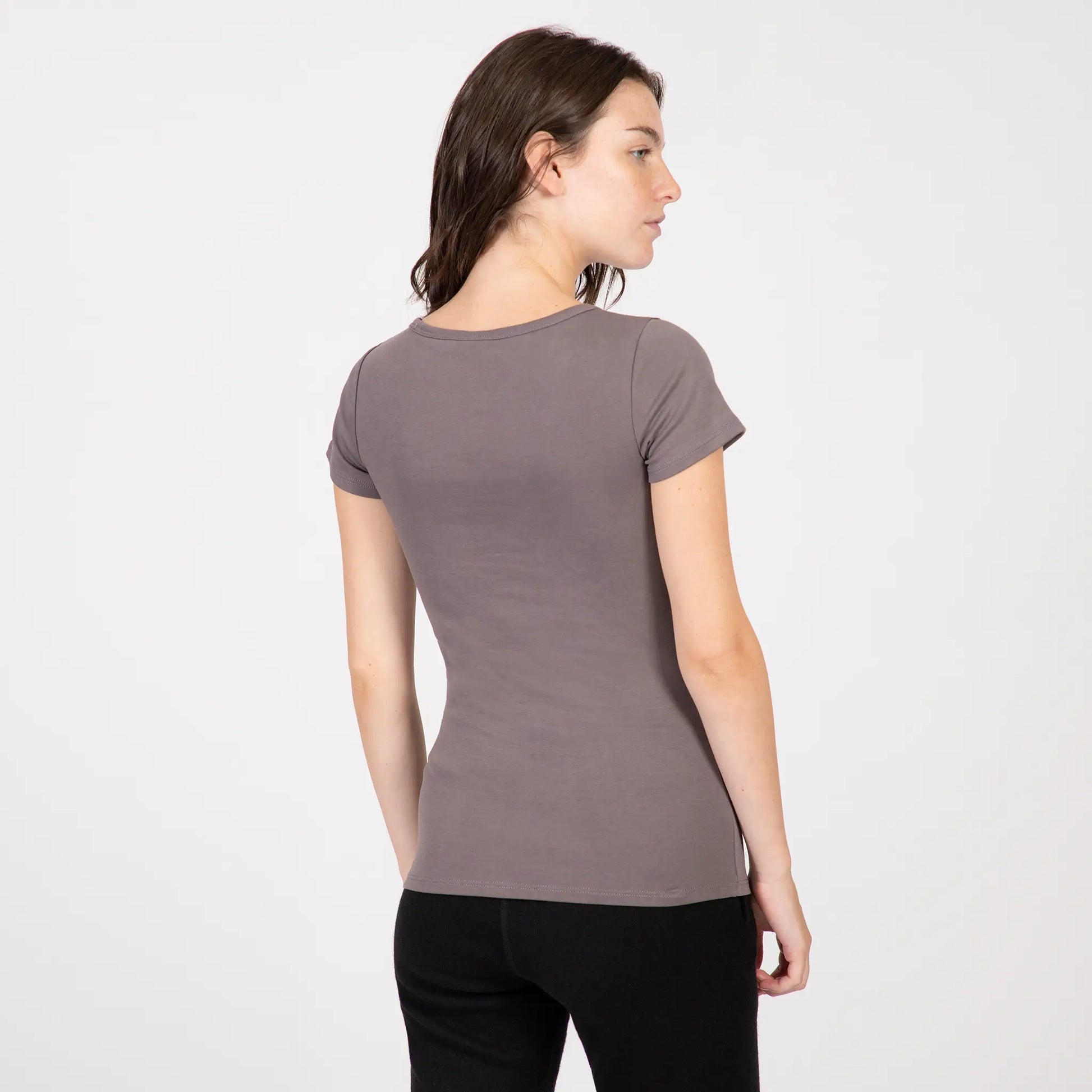 womens no microplastic tshirt crew neck color natural gray