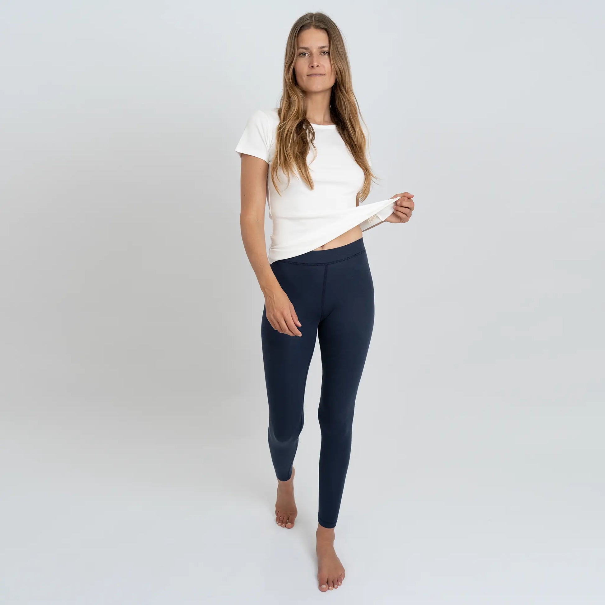 womens organic cotton leggings color navy blue