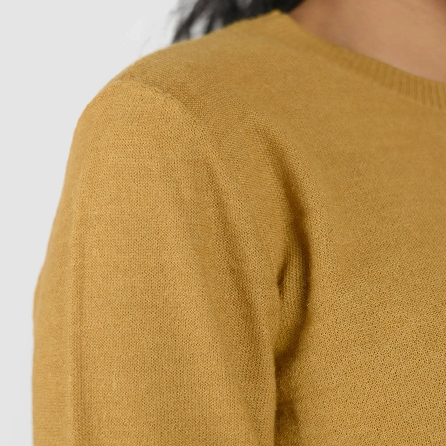 womens plastic free alpaca sweater color mustard yellow