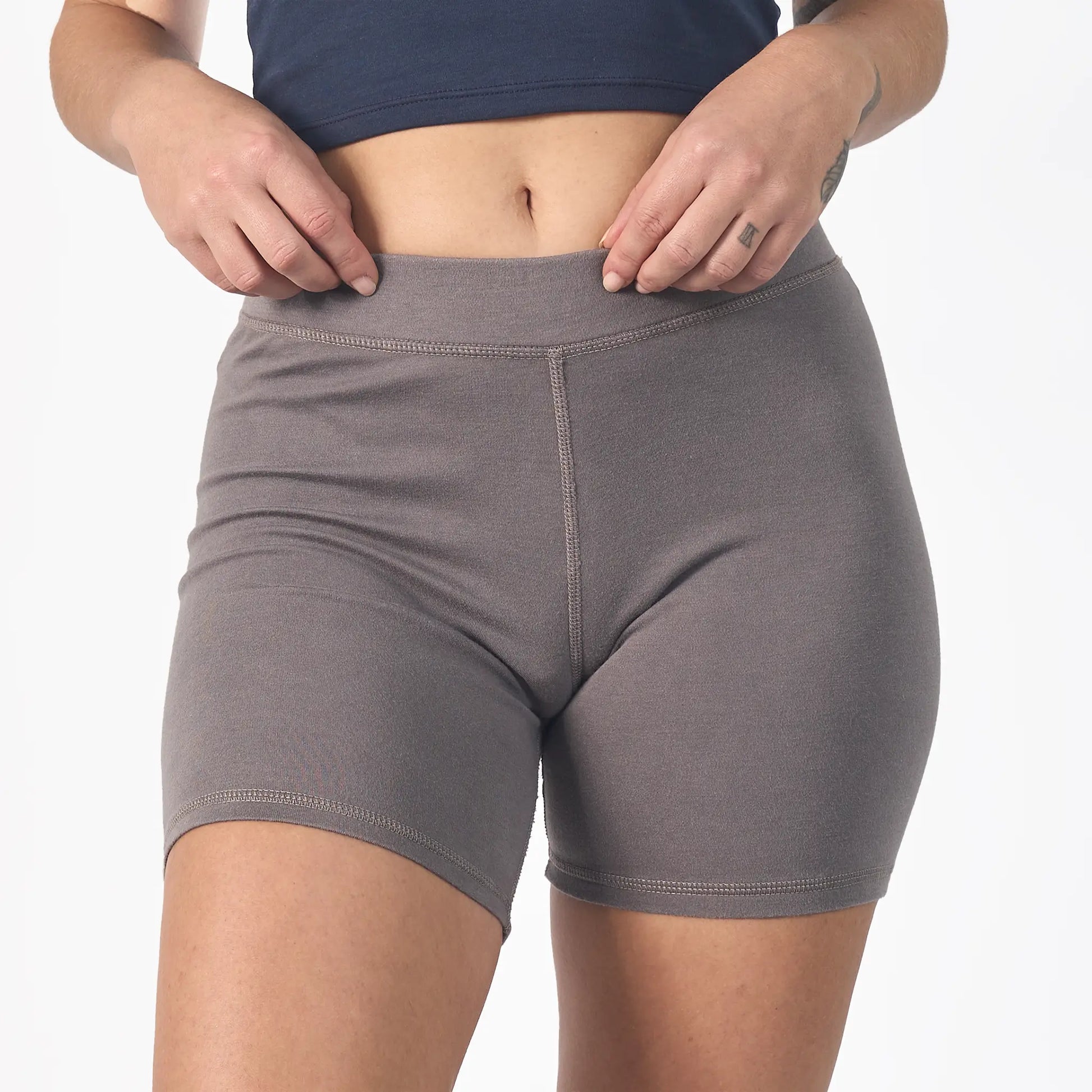 Women's Organic Pima Cotton Biker Shorts color Natural Gray