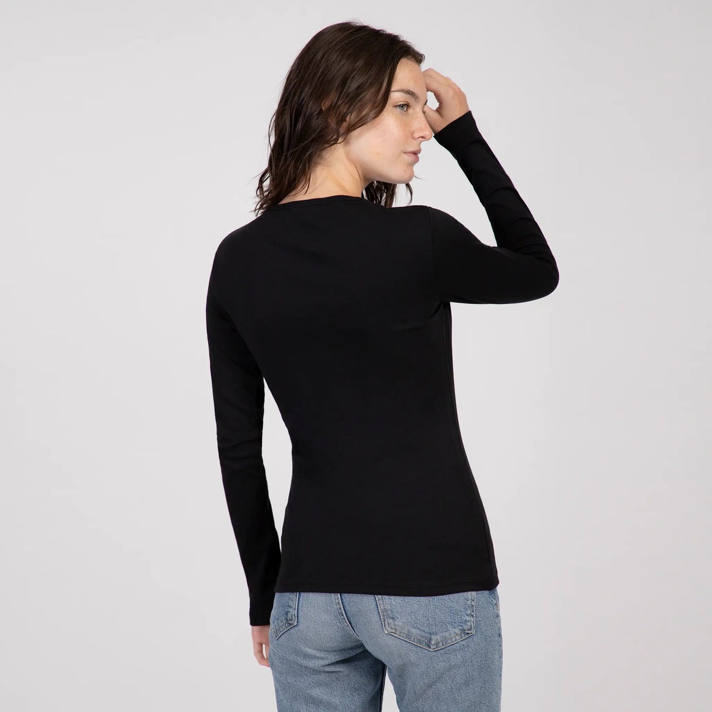 Women's Organic Pima Cotton Long Sleeve T-Shirt color Black