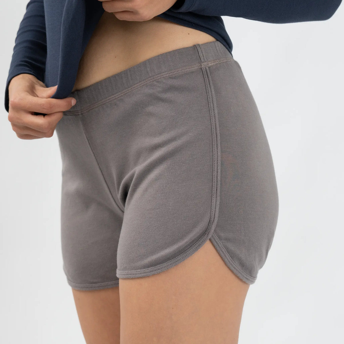 womens sustainable brand shorts color natural gray
