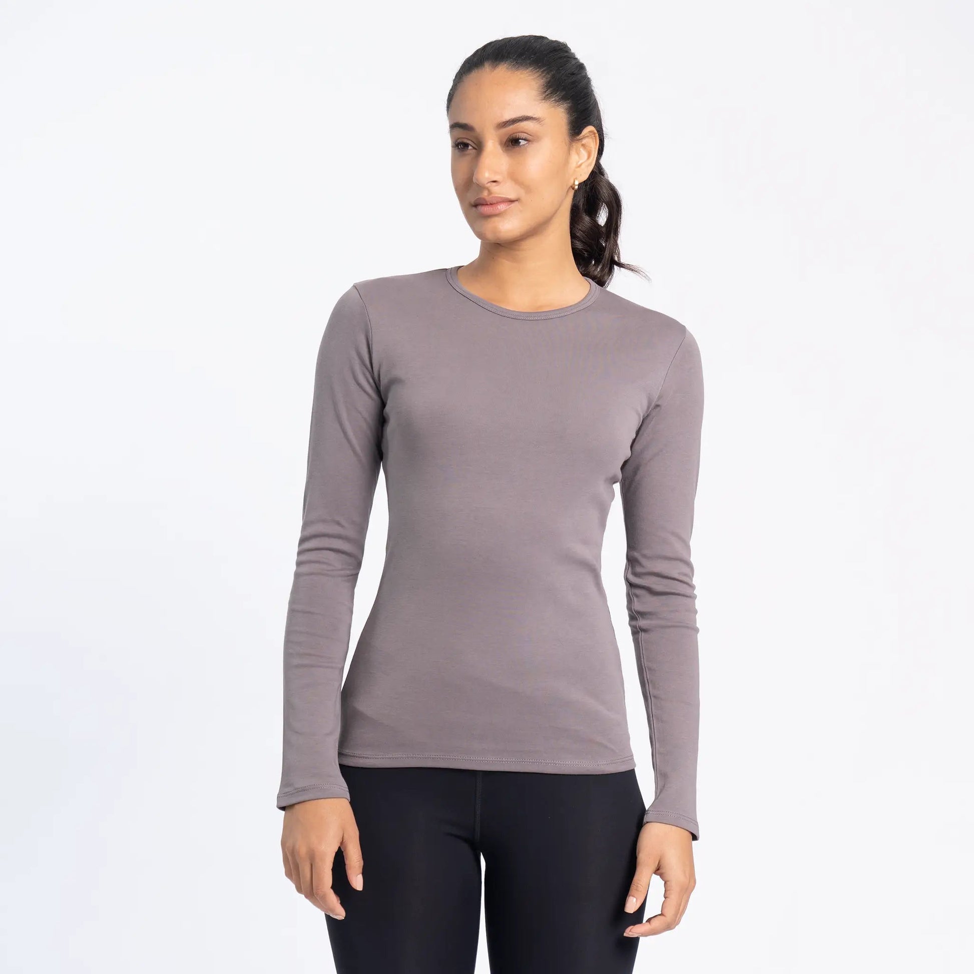 Women's Organic Pima Cotton Long Sleeve T-Shirt color Natural Gray