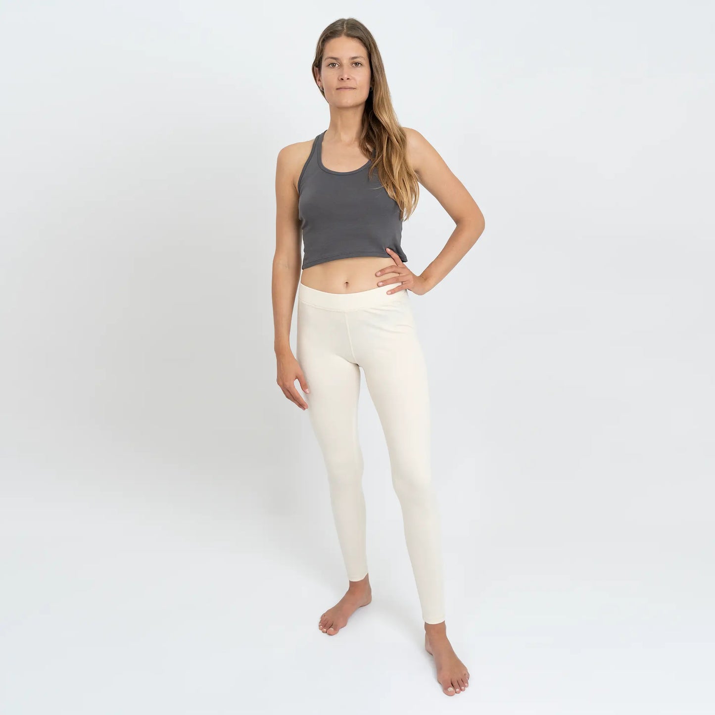 womens sustainable tee leggings color Undyed