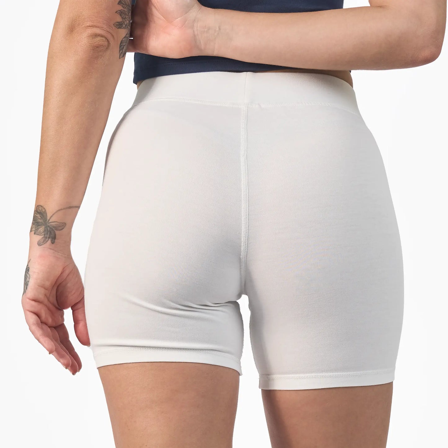 womens ultra soft biker shorts color white
