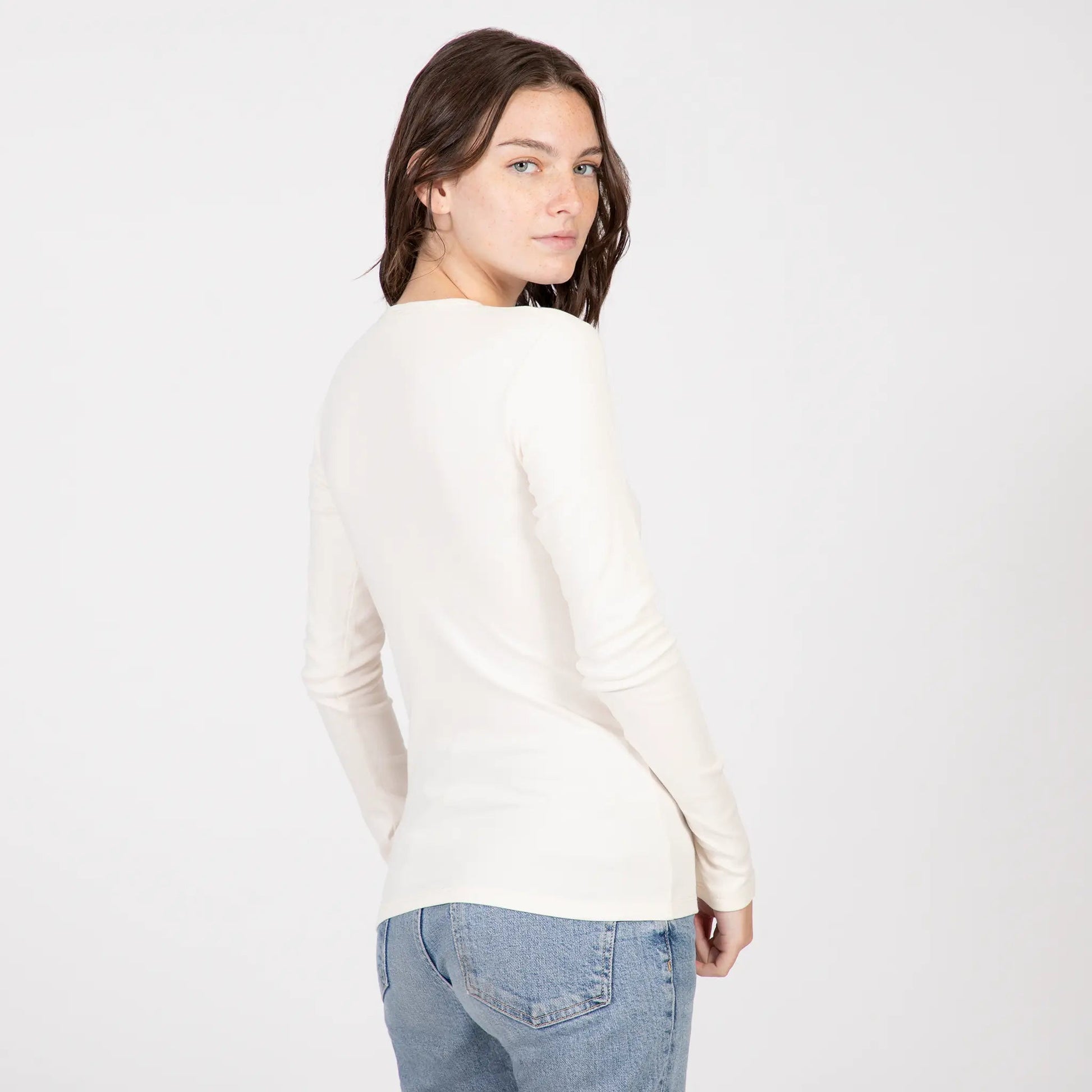 Women's Organic Pima Cotton Long Sleeve T-Shirt color Undyed